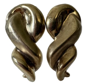 Pendientes gruesos vintage de plata de ley 925 con clip marcados O.S. - Imagen 1 de 10