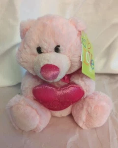 Valentine "Hug Me" Pink Teddy Bear Plush Red Heart 7" NWT Love Is... - Picture 1 of 5