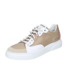 shoes men STOKTON sneakers beige leather white suede EX23