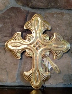 Insegna PASQUA metallo oro croce celtica 11,5" nuova con etichette NATALE decorazione parete religiosa #B - Foto 1 di 3