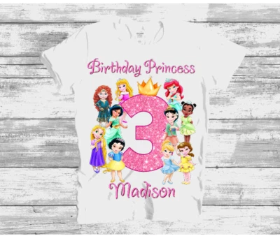 Camiseta Princesa Cumpleaños Hecha a Mano, Camiseta Fiesta Temática, Camisa Cumpleaños Personalizada Foto 1 de 2