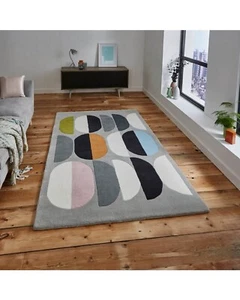 Modern Hand Tufted Wool Area Rug New Geometrical Abstract Design Premium - Picture 1 of 3