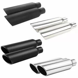 Universal Angle Cut Stainless Steel Exhaust Tips 2.5" Inlet 4" Outlet 2Packs - Picture 1 of 27