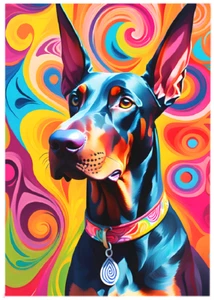 ABSTRACT DOBERMAN DOG * Custom ACEO * Novelty * JUST DOGS * Art Card * ATC - Picture 1 of 2