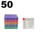 50 SLIM ASSORTED Color CD Jewel Cases & 100 OPP Bags