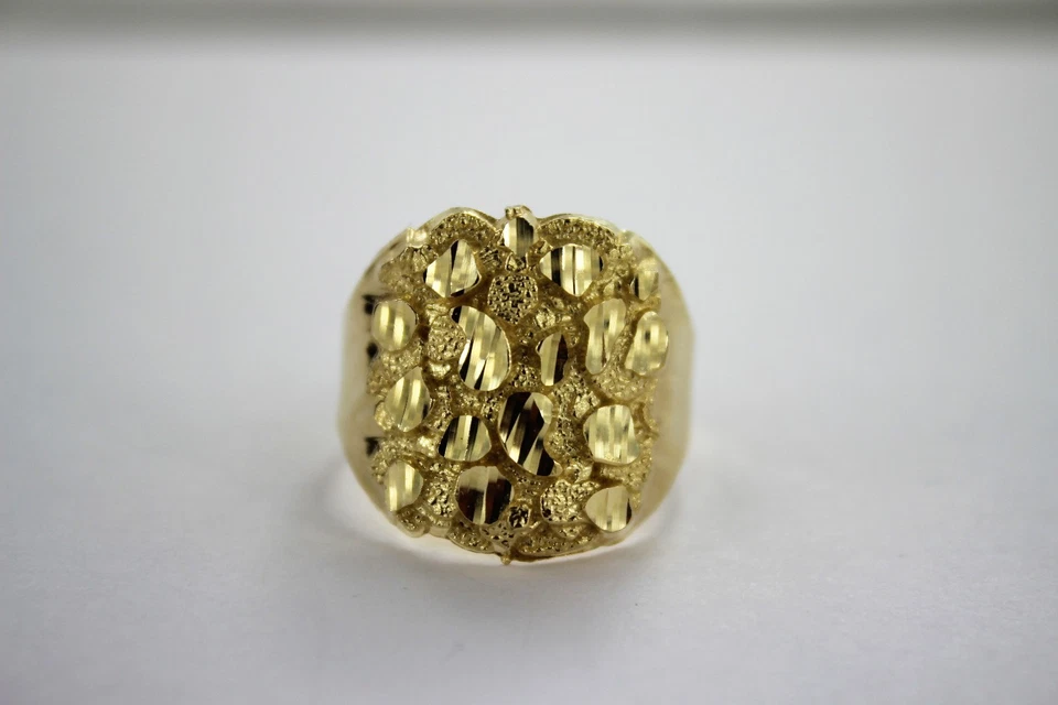 Authentic 14K Yellow Gold Nugget Ring Small Large Size 5 ~ 13 - Image 1 of 1