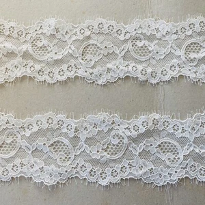 2 Yards Stretch White Eyelash French Lace Trim/Sewing/Crafts/Bridal/2.25" Wide - Picture 1 of 17