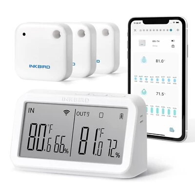 Inkbird IBS-M2 WiFi Gateway + 3x Bluetooth Thermometer Hygrometer App Steuerung