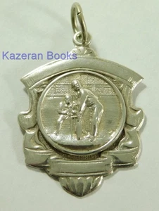 Sterling Silver Pocket Watch Albert Chain Cricket Fob Medal FVECL 1955 Winners - Picture 1 of 7