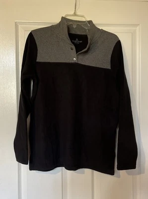 Pullover Cuddl Duds Fleecewear elástico frontal a presión negro pequeño A381756 Foto 1 de 4