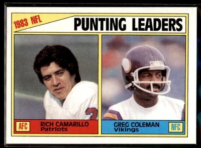 1984 Topps 1983 Punting Leaders (Rich Camarillo / Greg Coleman) #207 - Image 1 of 2