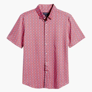 Mizzen + Main Kurzarm Hemd Herren Größe M rot Blumen Fallen Performance - Bild 1 von 4