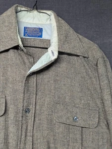 Camisa De Colección Pendleton Lana Virgen Franela Talla M Gris Avena Tweed Hecha en EE. UU. Años 70 - Imagen 1 de 9