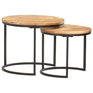 2-Piece Solid Acacia Wood Nesting Tables, Elegant & Space Saving - Picture 1 of 9