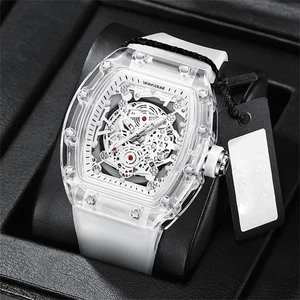 New Waterproof Men'S Watch Barrel Shaped Transparent Quartz Watch Popular - Picture 1 of 15