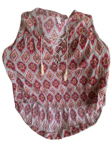 Pre Owned Women's Xhilaration Sleeveless Tank Top Blouse Sz LG Hippie Vibe Style - Picture 1 of 10