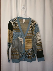 Appleseeds Cottagecore Patchwork Cardigan Damen große Knöpfe Oma Kunst zu tragen - Bild 1 von 10