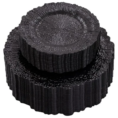 60 platos de plástico desechables negros - Juego de platos de cena y postre de 10"... Foto 1 de 4