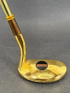 "EARLY TIMES" 24K Gold Plated RH 36" Mallet head Putter w/Cover & Leather Grip - Picture 1 of 21