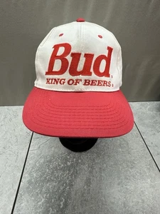 Men's Red White Ken Schrader Bud King of Beers Embroidered Snapback Hat #25 - Picture 1 of 6