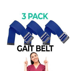 3 Pack - 3 New Gait Belt for Patient Transfer in Blue 60" - Fast Ship US Seller - Picture 1 of 6