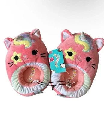 Squishmallows Pink Cat Unicorn Slippers Youth Size 6-7 - Image 1 of 3