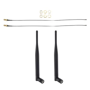 2 X 6 DBi 2,4 GHz 5 GHz Dual-Band-WiFi-RP-SMA-Antenne + 2 X 35 Cm U.Fl / -K6337 - Afbeelding 1 van 7