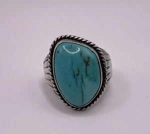 Native American Sterling Silver Turquoise Ring Size 10 ( 11.7g) - Picture 1 of 3