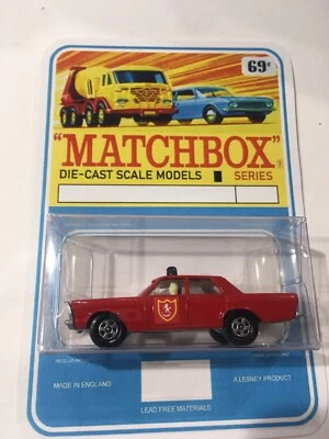 Vintage Lesney Matchbox 55 59 Ford Galaxie Custom  Fire Chief Car  Blister Pack - Image 1 of 4