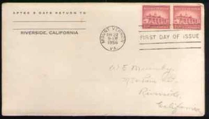 US. 1032. 1 1/2c. Mount Vernon. Liberty Issue. FDC. 1956 -1 - Picture 1 of 1