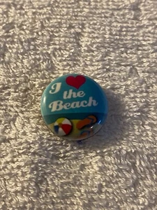 SNAP IN BUTTON CHARM FITS GINGER SNAPS STYLE JEWELRY ENAMEL LOVE THE BEACH #71 - Picture 1 of 1