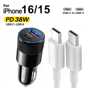 For iPhone 15 16 USB C To USB C Fast Charger Cable PD 38W Dual Ports Adapter Lot - Picture 1 of 19