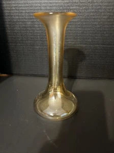 Eisch Glass Vase Iridescent Amber Signed - Picture 1 of 7