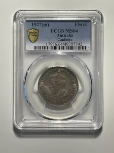 Australia 1927(m) Canberra Florin Two Shillings 2/- George V PCGS Graded MS64 - Picture 1 of 5