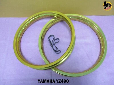 YAMAHA YZ490  ALUMINIUM GOLD FRONT+ REAR  WHEEL RIM SET SERIES7  *nan4315* Foto 1 de 4
