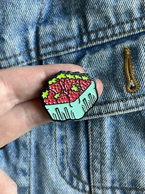 Strawberry Punnet - Cute Enamel Pin For Summer - Excellent Condition - Image 1 of 3