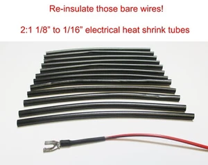12pc 1/8" to 1/16” Heat Shrink Tubing 6" Electrical Tube for Wire Insulation - Picture 1 of 2