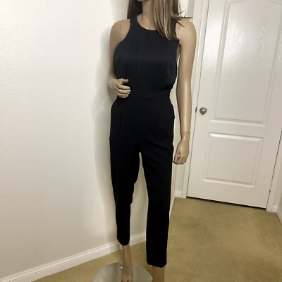 Mono Alice + Olivia Talla 4 Halter Negro Plisado Expuesto Cremallera Trasera Pantalón Foto 1 de 4