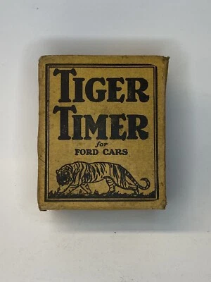 Temporizador Tiger vintage de 1930 para autos Ford caja de publicidad automotriz original Foto 1 de 4