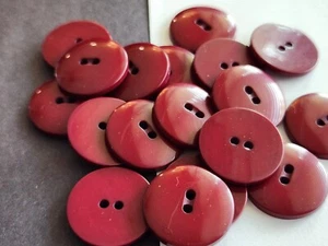 12 Red Wine Color 2-hole sew-through plastic buttons 22mm - Picture 1 of 5