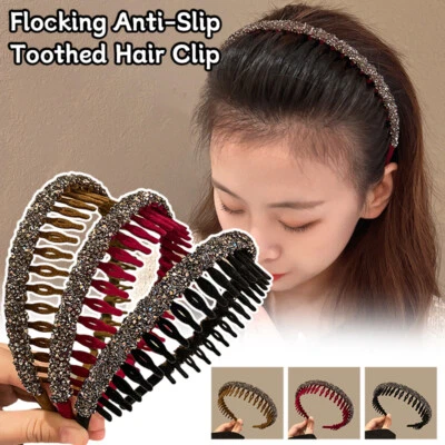  Simple Face Wash High 3Pcs Skull Headband Flocking Anti-Slip Toothed Hair Clip - Image 1 of 4