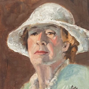 1986 Acryl Porträt Inez Collins Tulsa, Oklahoma Gemälde signiert Ellie - Bild 1 von 5