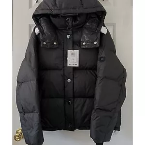 $650 NEW COACH Short Down Puffer Logo Jacket Black Women’s Size Large - Picture 1 of 16