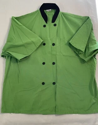 Happy Chef Shirt Men Size 3X Green Short Sleeve Chef Work Shirt Double Breasted - Image 1 of 4