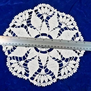 Ganchillo Doily 10" ocho pétalos en forma de flor blanco - Imagen 1 de 2