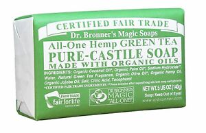 Dr. Bronner Green Tea  Bar Soap (140 g) Organic Pure Castile Soap Bar 5oz