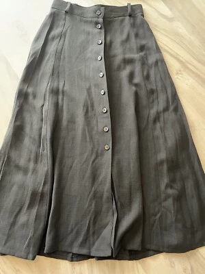 Principles Black Front Button Flowy Skirt Poly/Rayon/Linen Skirt Sz 8 - Image 1 of 4