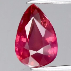 CERTIFICATE Incl.* 1.03ct Pear Natural Unheated Purplish Red Ruby, Mozambique - Picture 1 of 5