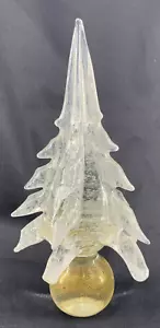 Murano Glas Weihnachtsbaum 8" hoch klar weiß gold Handarbeit - Bild 1 von 8