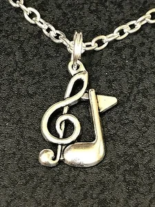 Music Notes Combo Set Charm Tibetan Silver with 18" Necklace - Picture 1 of 2
